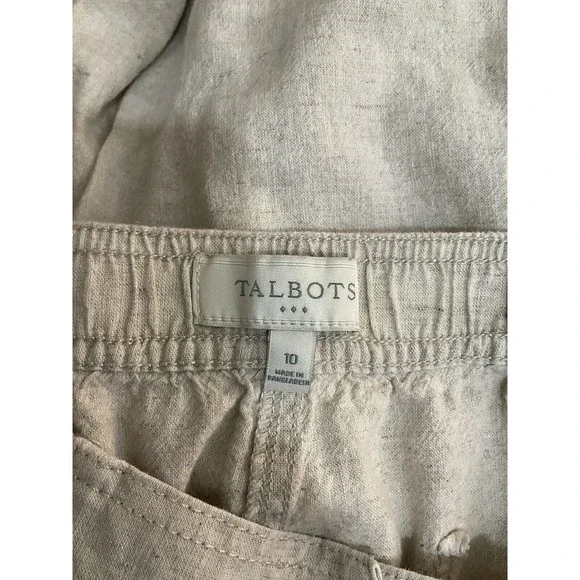 Talbots Womens Linen Blend Cropped Pants Size 10 Beige Coastal Minimalist Preppy - Picture 3 of 4